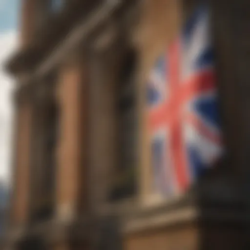 The Union Jack waving proudly in front of a historical building