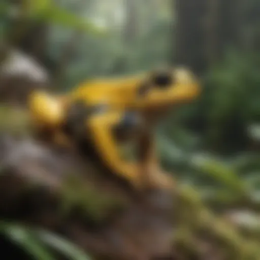 Vibrant gold dart frog in its natural habitat