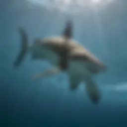 Great hammerhead shark swimming gracefully in the ocean