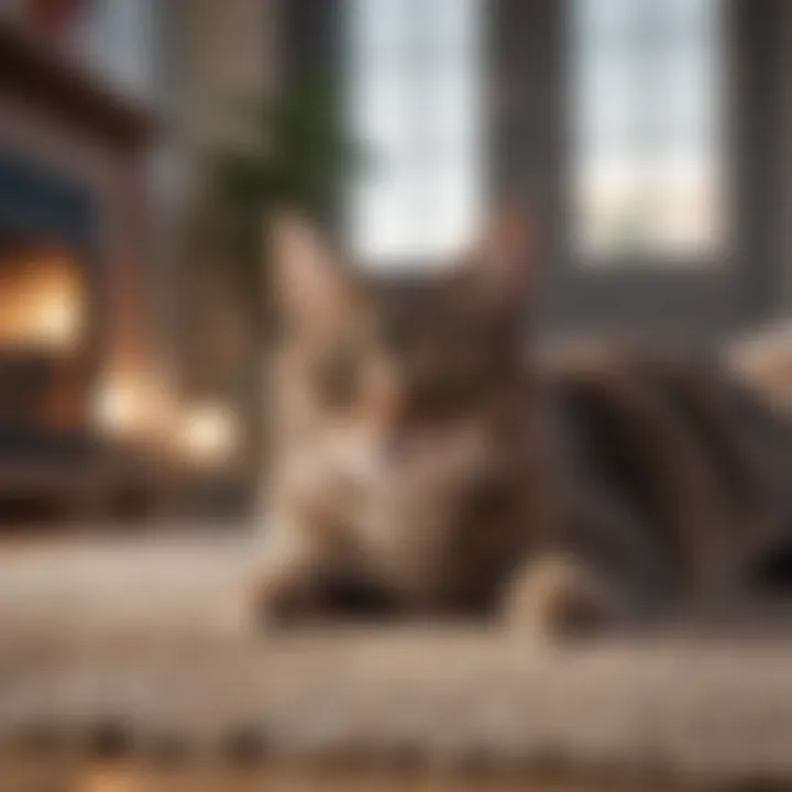 A cozy cat lounging on a soft rug