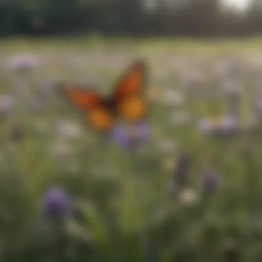 Dance of Pollinators Butterflies in flight amidst a field of wildflowers