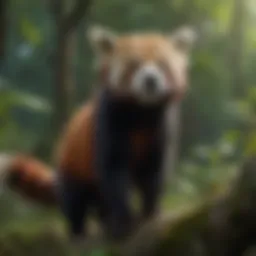 A serene habitat of red pandas in the wild