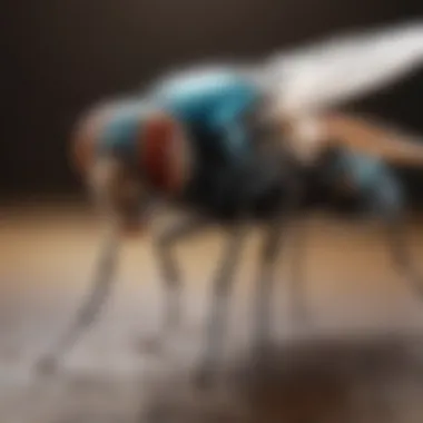 Artistic representation of fly behavior during reproduction.