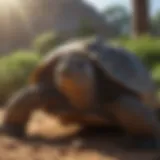 A giant tortoise basking under the sun, showcasing its resilience and longevity in a natural habitat.