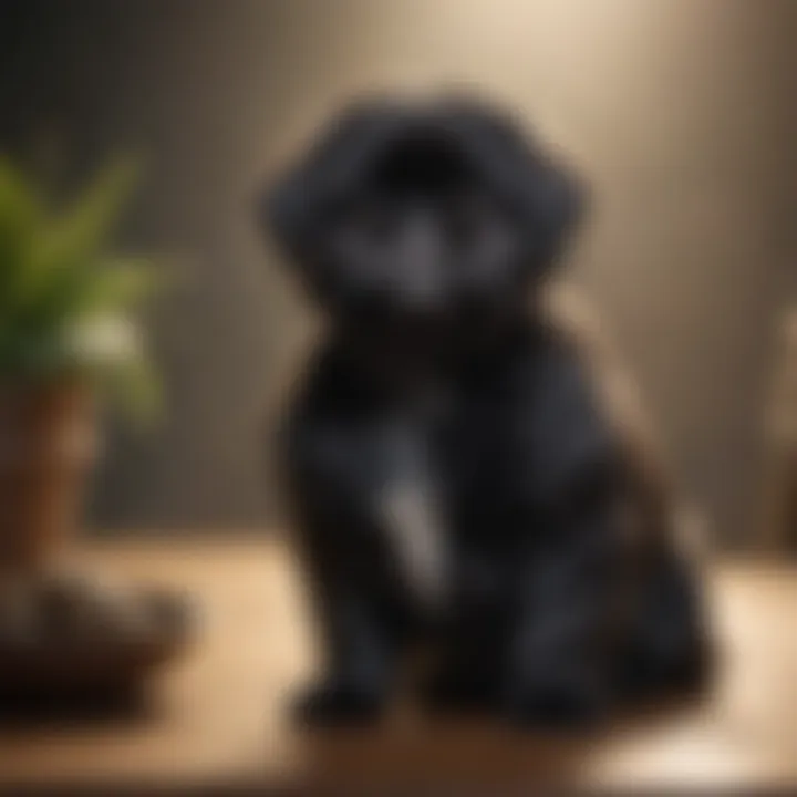A black Shih Tzu in a serene environment, illustrating its calm demeanor