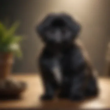 Serene Presence of a Black Shih Tzu A black Shih Tzu in a serene environment, illustrating its calm demeanor
