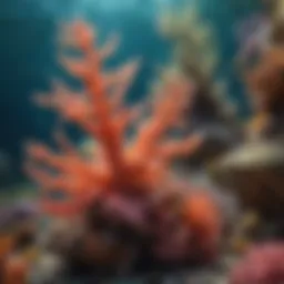 A vibrant coral reef teeming with life, showcasing various marine species.