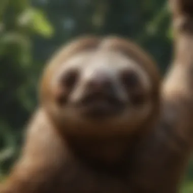 A sloth in a defensive posture, highlighting its behavioral adaptations.