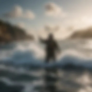 Harnessing the Power of the Ocean Angler casting a line into a turbulent sea