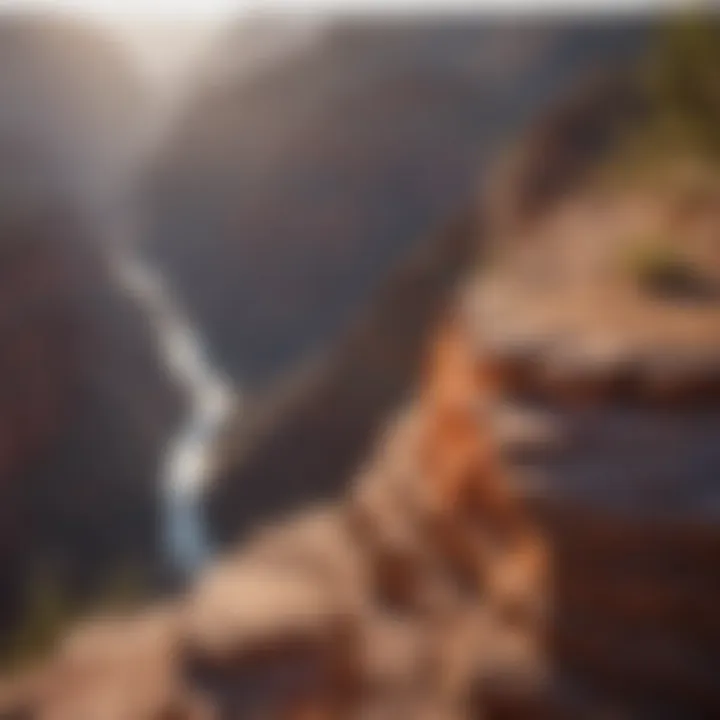 Geological layers of the Grand Canyon illuminated by sunlight