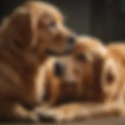 Golden retriever providing comfort to an individual