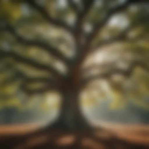 A majestic oak tree showcasing its expansive canopy