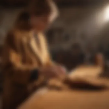 Craftsmanship in Vicuna Coat Production Artisan weaving a vicuna coat, emphasizing craftsmanship and tradition