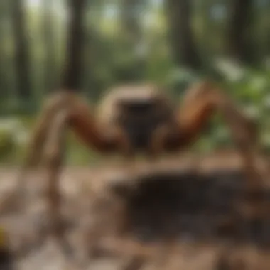 Wolf spider in its natural habitat among Florida foliage