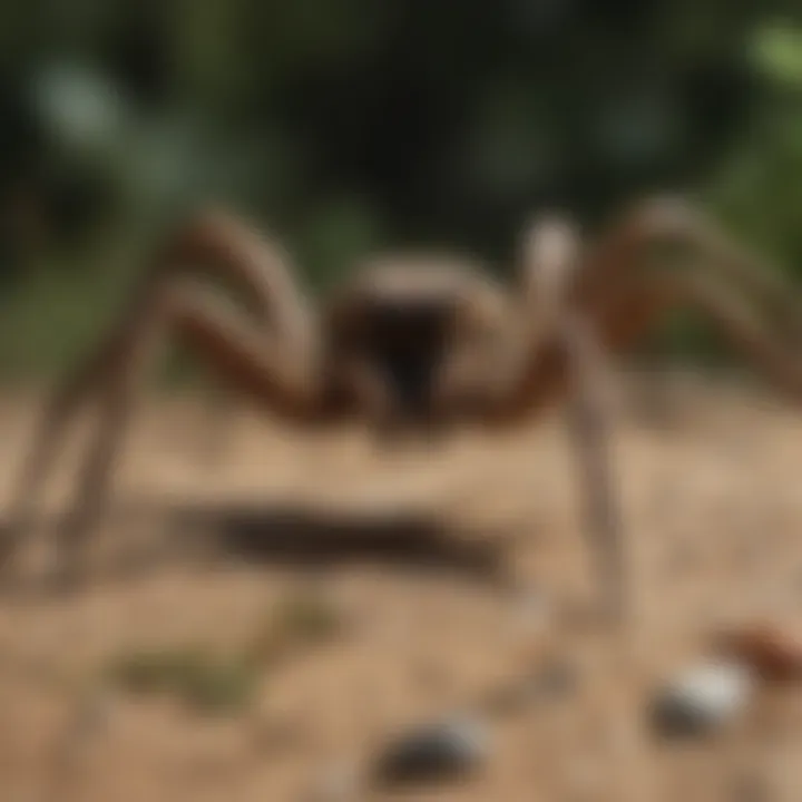 A wolf spider exhibiting its unique hunting behavior