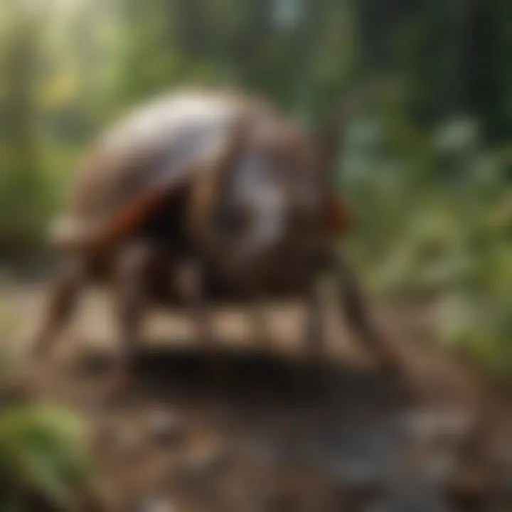 Artistic representation of ticks in a natural habitat, highlighting their ecological significance.