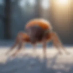 A close-up of a tick in a dormant state during winter.