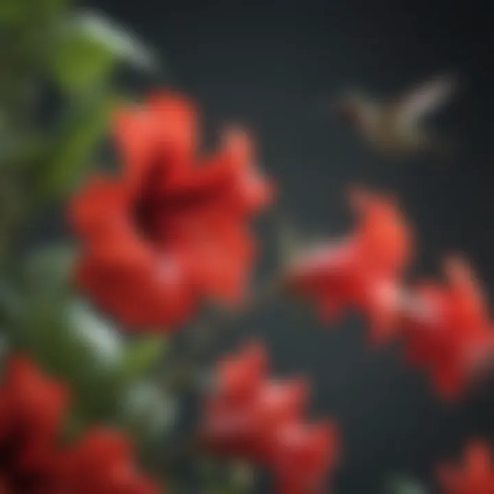 Bright red trumpet-shaped flowers attracting hummingbirds