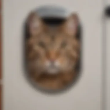 Close-up of the Cat Door feature in the gate