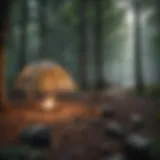 Scenic view of a serene campsite surrounded by lush forests in Tennessee
