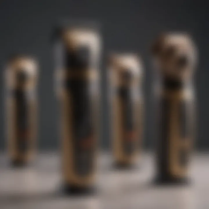 Different models of cordless dog clippers arranged neatly