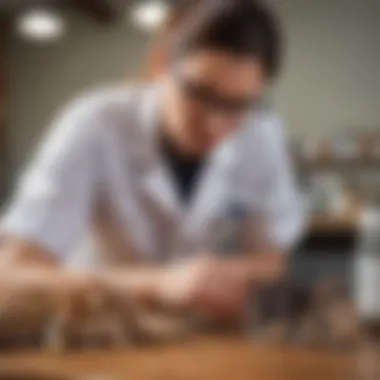 A veterinarian examining a cat for flea and tick infestations.