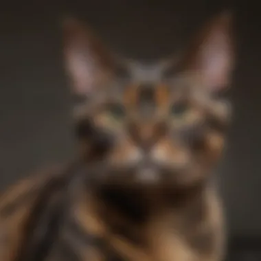 A tortie cat displaying its unique blend of colors.