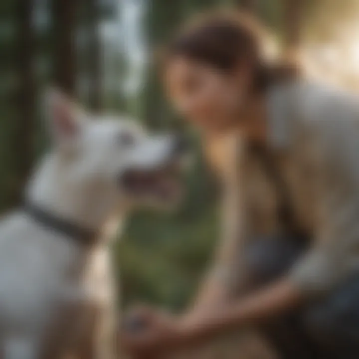 A joyful deaf dog playing with its owner