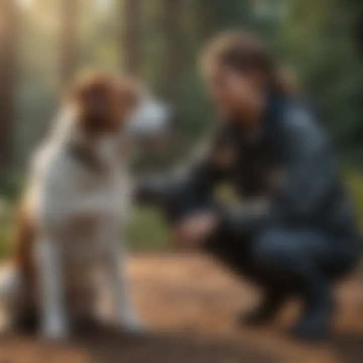 A trainer demonstrating consistency while training a deaf dog