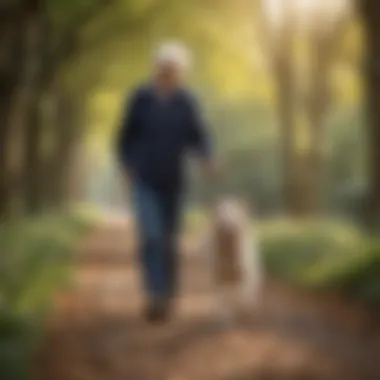 Supporting Your Dog's Quality of Life Happy older dog enjoying a gentle walk with its owner in a park