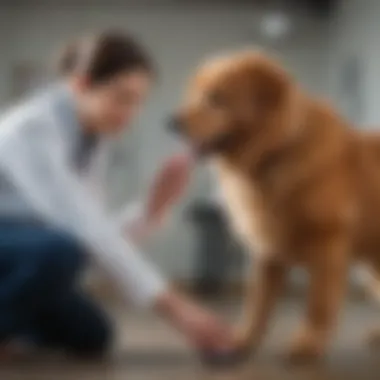 Veterinary Examination of Mobility Issues Veterinarian examining an older dog for mobility issues