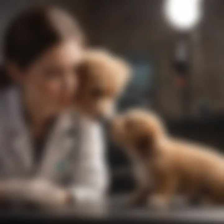 Veterinarian examining a puppy