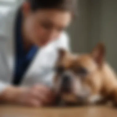 Veterinarian examining an American Bully for allergy symptoms