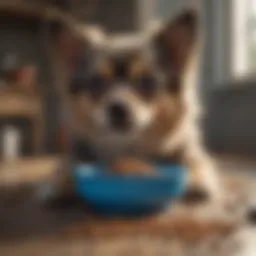 Small dog enjoying blue dog food
