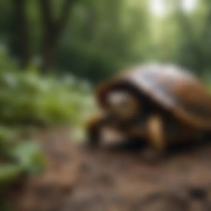 A variety of natural food sources for box turtles, including leafy greens and fruits.