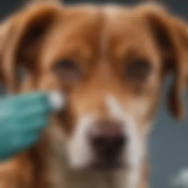 Veterinary Check-Up for Eye Health in Dogs Veterinarian examining a dog with eye stains