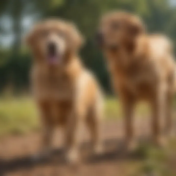 A Golden Retriever engaged in a training session, highlighting its eagerness to learn.