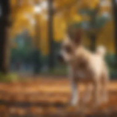 A dog playing in a park, emphasizing healthy behavior and lifestyle.