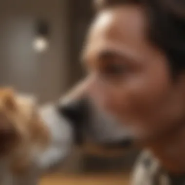 Dog Owner Observing Pet Symptoms A dog owner observing their pet for symptoms