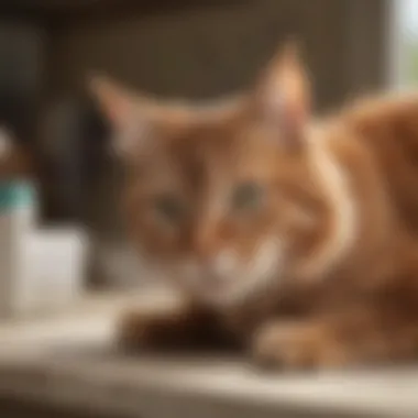 Veterinarian examining a cat