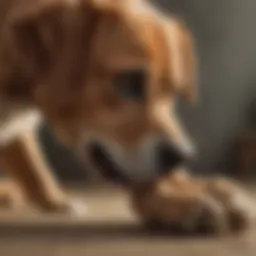 Close-up of a dog chewing on its paw