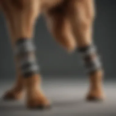 Different types of dog leg braces displayed