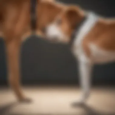 Veterinarian examining a dog with a leg brace