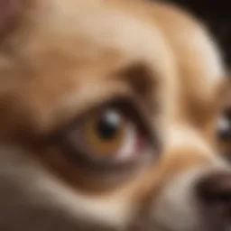 Close-up view of a Chihuahua's eyes showcasing eye stains