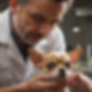 Veterinarian examining a Chihuahua