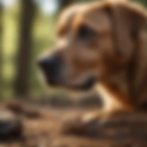 A dog curiously exploring its surroundings
