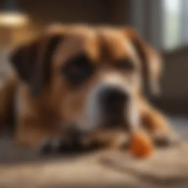 A dog engaging in playful behavior with a toy