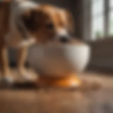 A nutritious dog food bowl filled with kibble