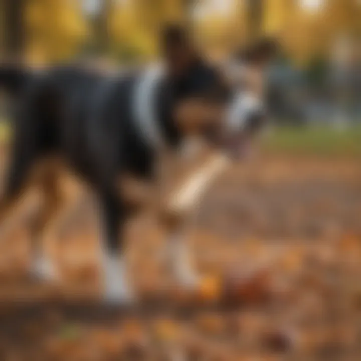 A pet owner training their dog in a park