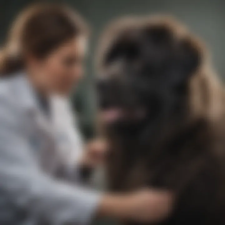 Veterinarian examining a Newfoundland dog for health check